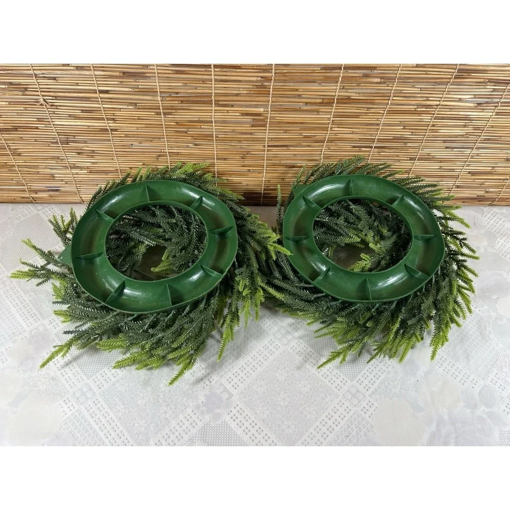 Set of 2 Artificial Green Pine Wreaths 14